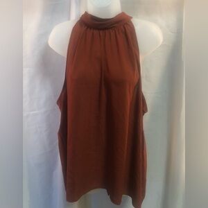 Nine West sleeveless blouse with bow closure burgundy XXL  NWT